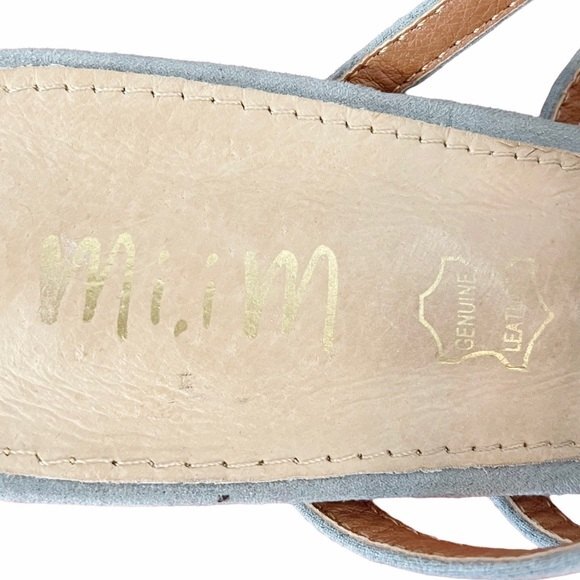 NWT Mi.iM Suede Mila Caged Block Heel Square Toe Sandals Ice Blue Suede Size 6 - Picture 11 of 13